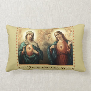 Almofada Lombar Jesus Mary & oração do católico de St Joseph