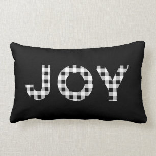 Almofada Lombar Joy Buffalo Check Black White Holiday Travesseiro