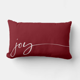 Almofada Lombar Joy Deep Red Elegante Tipografia de Script Natal