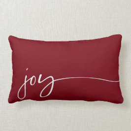 Almofada Lombar Joy Deep Red Elegante Tipografia de Script Natal