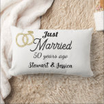 Almofada Lombar Just married 50 year ago wedding anniversary<br><div class="desc">Just married 50 years ago personalized 50th wedding Anniversary simple couple lumber pillow. .  Perfect gift for married couple who are celebrating 50 years together married.</div>