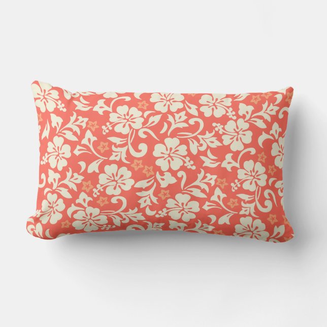 Almofada Lombar Kapalua Pareau Hawaiian Hibiscus Reversible Stripe (Frente)