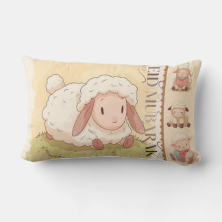 Almofada Lombar Kawaii Sweet Sheep "Eid Mubarak" Throw Pillow