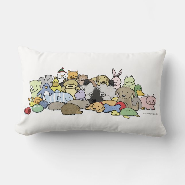 Almofada Lombar Keeshond com brinquedos (Frente)