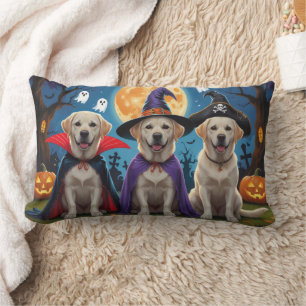 Almofada Lombar Labrador Dogs Pumpkin Halloween Engraçado