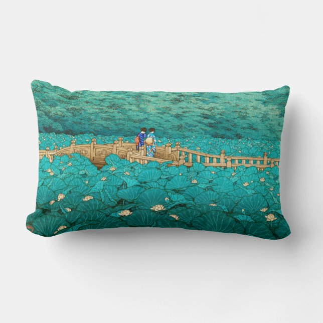 Almofada Lombar Lagoa de Benten no cenário do japonês de Shiba (Frente)