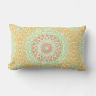 Almofada Lombar Laranja Brilhante e Verde Verão Kaleidoscópio