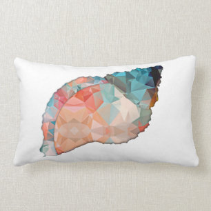 Almofada Lombar Laranja do polígono do mosaico & Conch Shell de