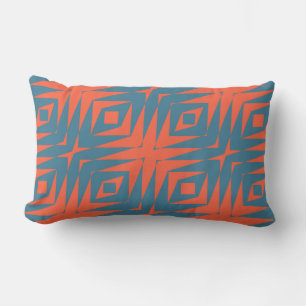 Almofada Lombar laranja e geometria azul
