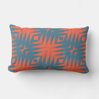Almofada Lombar laranja e geometria azul