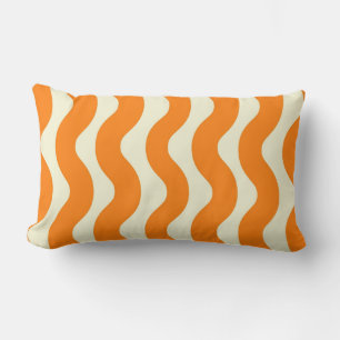 Almofada Lombar Laranja Groovy Wavy Stripe Abstrato moderno Primav