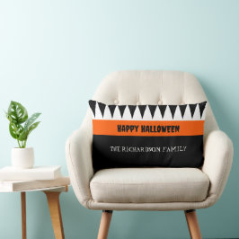 Almofada Lombar Laranja Preto Personalizado Feliz Halloween