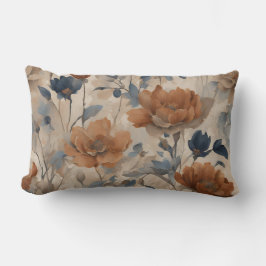 Almofada Lombar Laranja Queimado Bege Azul Naval Empoeirado Floral