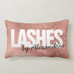 Almofada Lombar Lashes Rosa Dourado Sparkle Script Name Beaut Salo