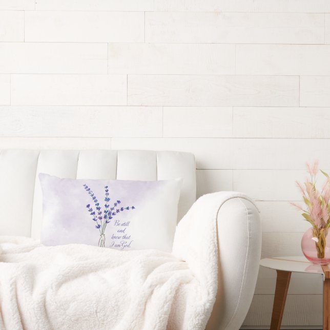Almofada Lombar Lavanda de Encorajamento Cristão com Escritura (Sofá)