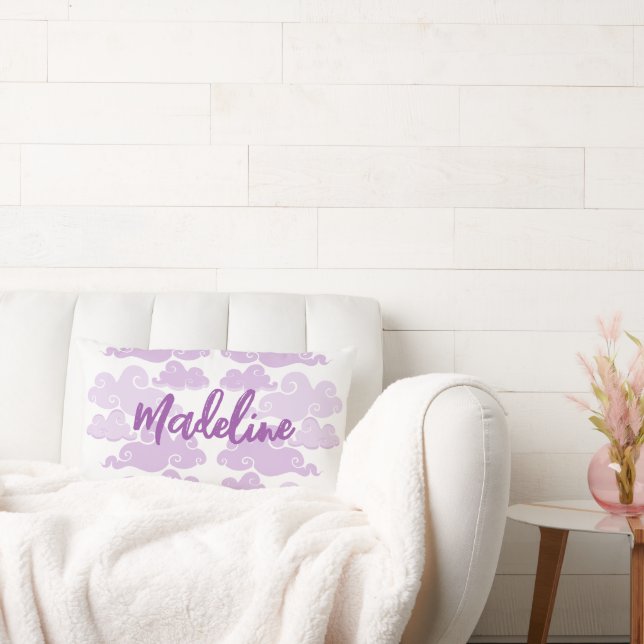 Almofada Lombar Lavanda Roxo Nome Nuvem Chinesice (Sofá)