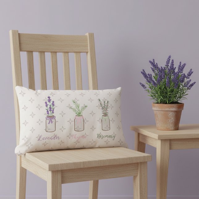 Almofada Lombar Lavanda Thyme Rosemary Herbs Travesseiro decorativ (Criador carregado)