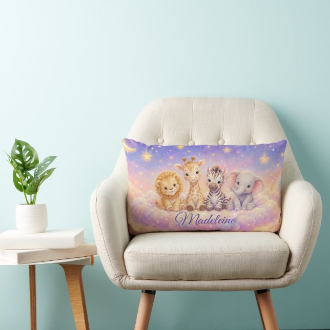 Almofada Lombar Leão Girafa Zebra e Elefante Bebê Personalizado  (Cadeira)