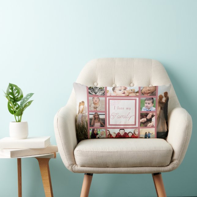 Almofada Lombar Legal rosa e tendências que amo a colagem de fotos (Cadeira)