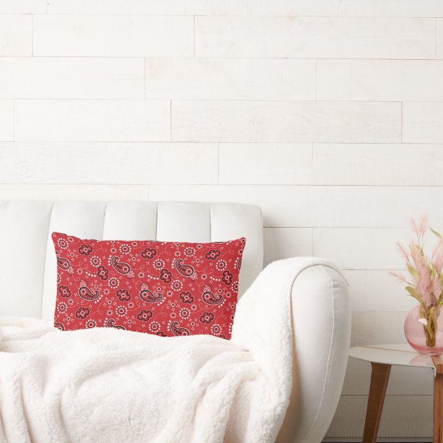Almofada Lombar Lenço Vermelho Rustico Moderno Decoração de Cowboy (Sofá)