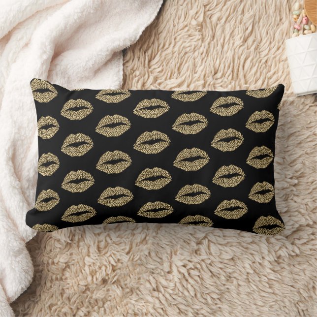 Almofada Lombar Leopard Kiss - Padrão de Lábios impressos de Leopa (Cobertor)