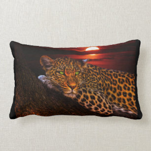 Almofada Lombar Leopardo bonito no por do sol