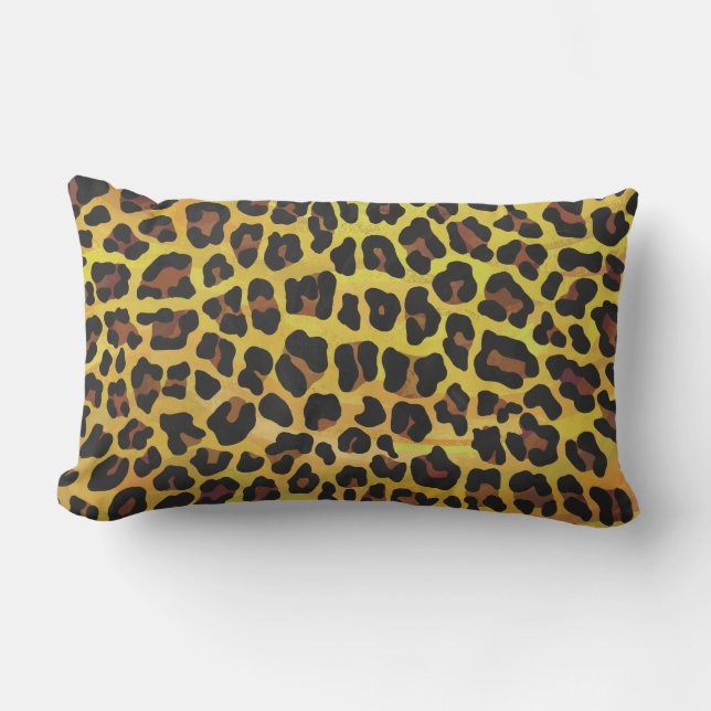Almofada Lombar Leopardo Castanho e Impressão Amarelo (Frente)