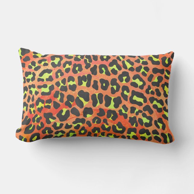 Almofada Lombar Leopardo Laranja e Impressão amarelo (Frente)