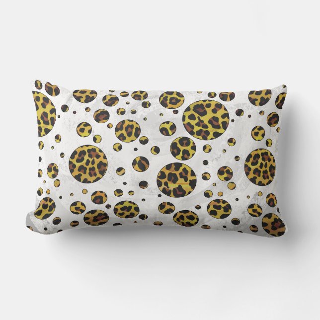 Almofada Lombar Leopardo Marrom e Amarelo com Bolinhas (Frente)