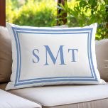 Almofada Lombar Letra azul e branca três letras monograma<br><div class="desc">Travesseiro decorativo Monograma com Três Letras Azul e Branco</div>
