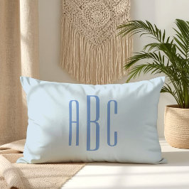 Almofada Lombar Letra Moderna Três Monograma Azul Claro