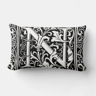 Almofada Lombar Letra N Monograma Medieval Art Nouveau