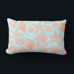 Almofada Lombar Life's A Beach Pink Seashells on Light BLue<br><div class="desc">Vejam este travesseiro encantador celebrando lindos conchas e o mar. E visite meu compro para mais!</div>