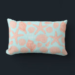 Almofada Lombar Life's A Beach Pink Seashells on Light BLue<br><div class="desc">Vejam este travesseiro encantador celebrando lindos conchas e o mar. E visite meu compro para mais!</div>