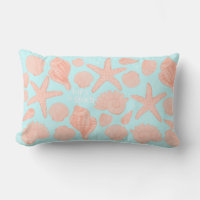 Life's A Beach Pink Seashells on Light BLue