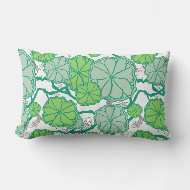 Almofada Lombar Lily Pad Koi Fish Pattern Travesseiro decorativo (Frente)