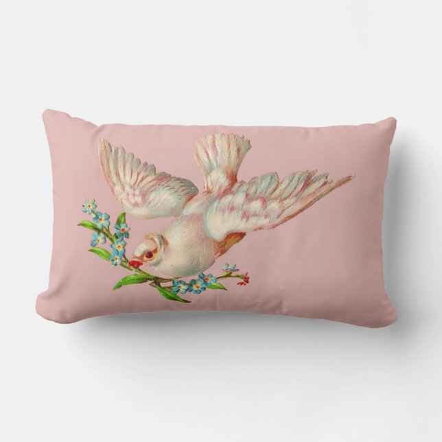 Almofada Lombar linda pomba branca com risca na boca (Frente)