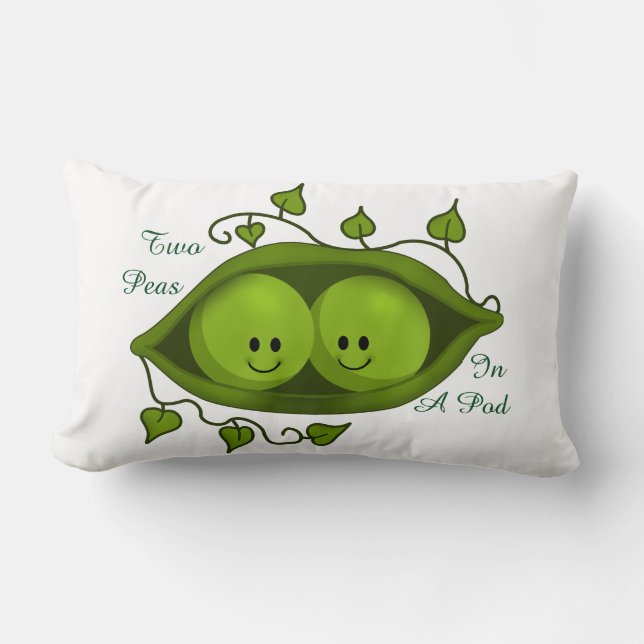 Almofada Lombar Lindas Duas Ervilhas Em Uma Vagem Verde (Frente)