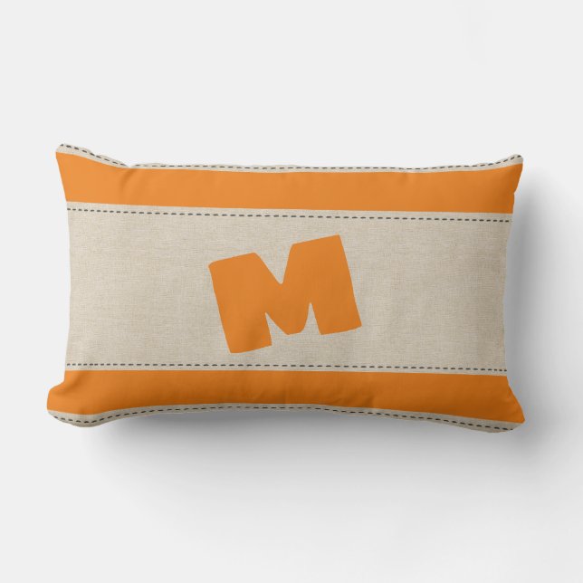 Almofada Lombar Linen Look Stripes Adicionar Travesseiro Monograma (Frente)