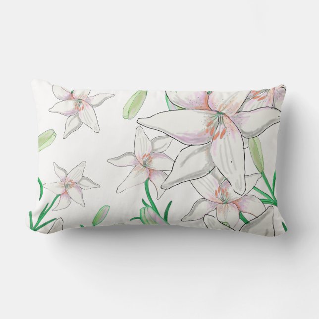 Almofada Lombar Lírios Brancos   (Frente)