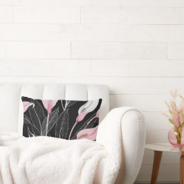 Almofada Lombar Lírios Brancos, Pretos e Rosa