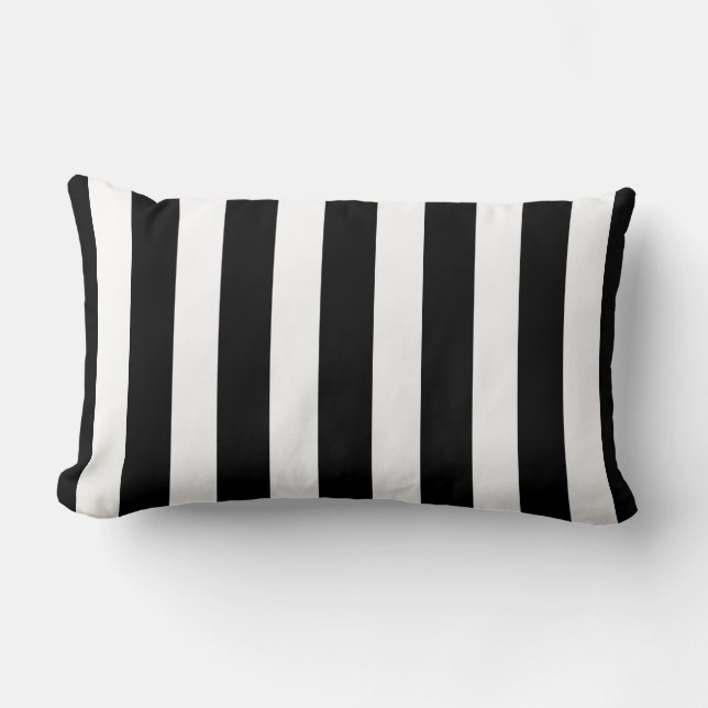 Almofada Lombar Listras clássicas do desenhista em preto e branco (Frente)