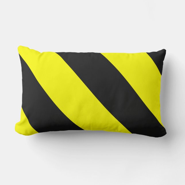 Almofada Lombar Listras de advertência da atenção preta amarela (Frente)