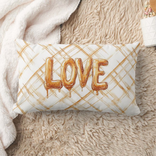 Almofada Lombar Listras de Amor de Creme de Caramelo (Cobertor)