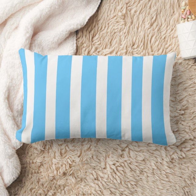 Almofada Lombar Listras de Cabana Azul Céu e Branco (Cobertor)