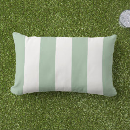 Almofada Lombar Listras de Cabana em Verde Salvia e Branco