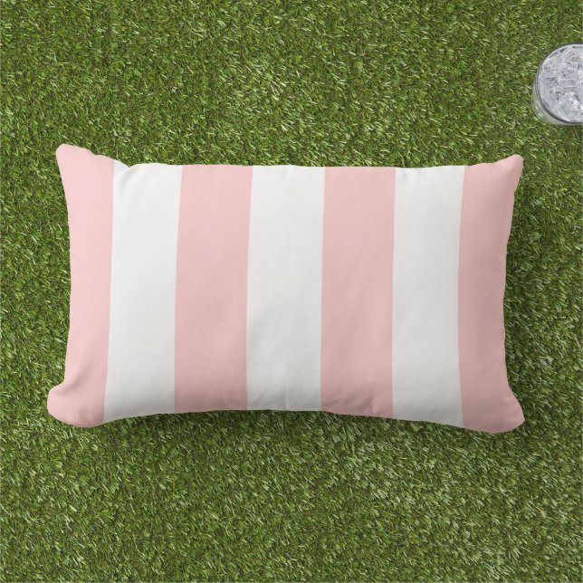Almofada Lombar Listras de Cabana Rosa e Branco Pétala (Grama)
