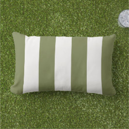 Almofada Lombar Listras de Cabana Verde Oliva e Branco