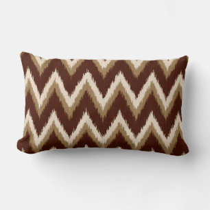 Almofada Lombar Listras de Ikat Chevron - castanho chocolate &
