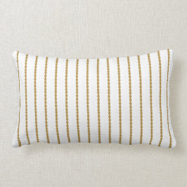 Almofada Lombar Listras Scalloped modernas, ouro elegante e branco